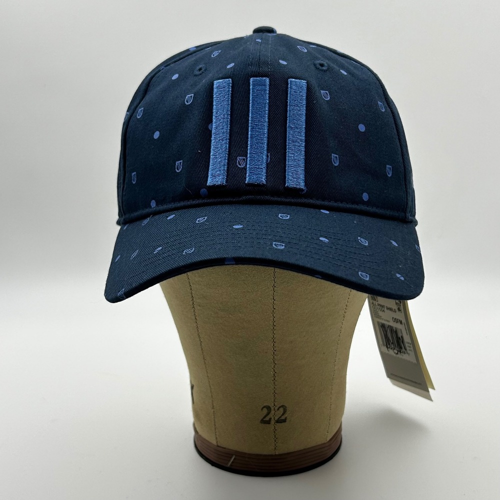 Adidas Golf Hat Mens OSFM Navy Blue All Print Shield Snapback Golf Bonita Bay